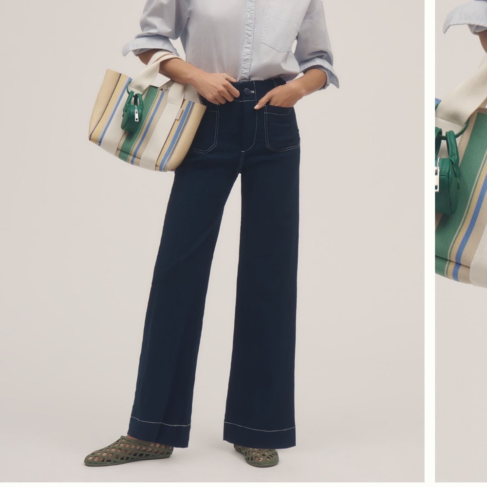The Colette Contrast-Stitch Full-Length Wide-Leg Pants by Maeve! Size 25